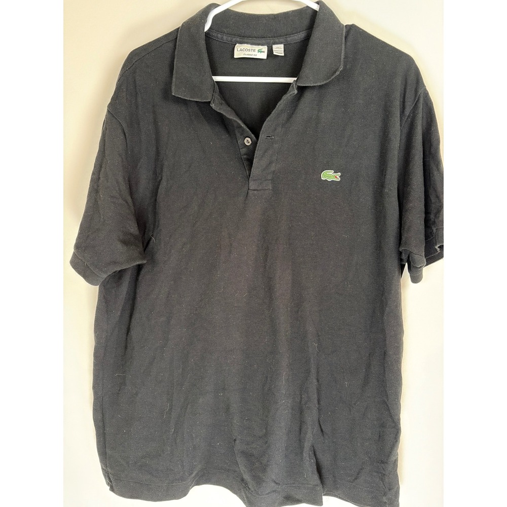 Lacoste Mens Classic Fit Black Cotton Pique Polo Shirt Size 7 US XXL FA8713
